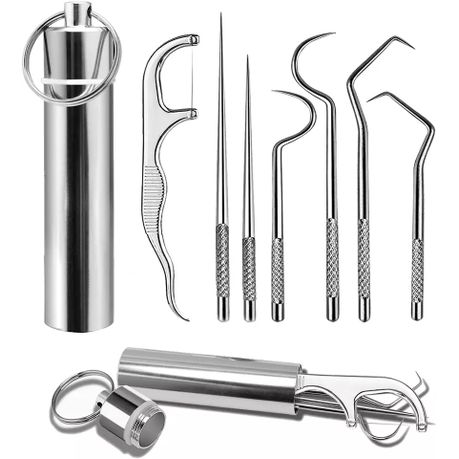 Artigiano - 7 in 1 Metal Toothpick + Holder + Keychain.