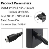 Universal Portable Type C Laptop Charger 45w-65w