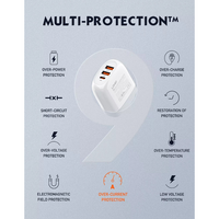 LDNIO - A3511Q - 3 Port Wall Charger With iPhone Cable 65W - White