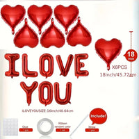 Red I Love You and Heart Balloon Set - 14 Piece
