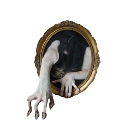 Scary Halloween Sticker With Protruding Arms- mirror
