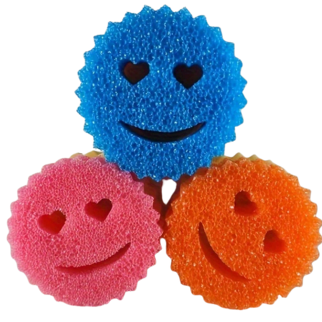 3 Piece Heart & Smiling Face Sensitive Scrubbing Sponges