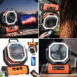 F6 - Portable Outdoor Oscillating LED & Remote Controlled Fan - Green