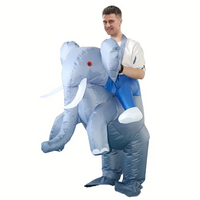 Festive Blue Elephant Inflatable Costume with Red Eyes
