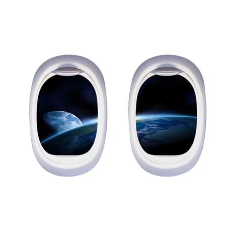 2pcs Airplane Wall Stickers Creative Fake Window Cloud