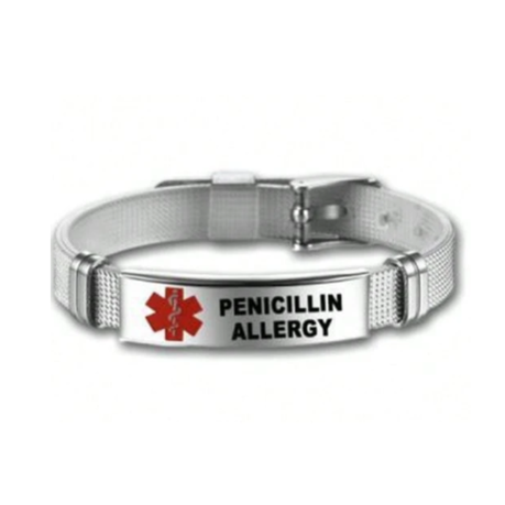 Silver Medical Alert Bracelet Penicillin