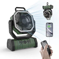 F6 - Portable Outdoor Oscillating LED & Remote Controlled Fan - Green