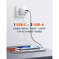 LDNIO - A3511Q - 3 Port Wall Charger With iPhone Cable 65W - White