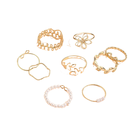 Leaf & Faux Pearl Decor Ring (10 Pieces)