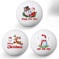 Three Festive Golf Balls - Christmas-Themed Designs with Santa