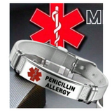 Silver Medical Alert Bracelet Penicillin