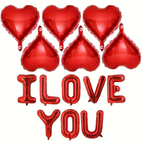 Red I Love You and Heart Balloon Set - 14 Piece