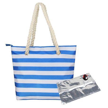 Women Summer Beach Bag Wine Tote Bag with Hidden Insulated Compartment