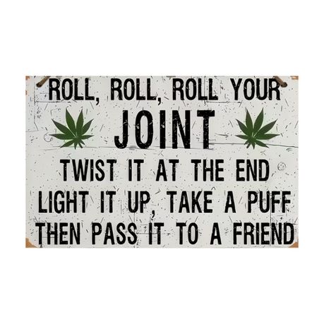 2D Flat Vintage "Roll, Roll, Roll Your Joints" Wooden Sign