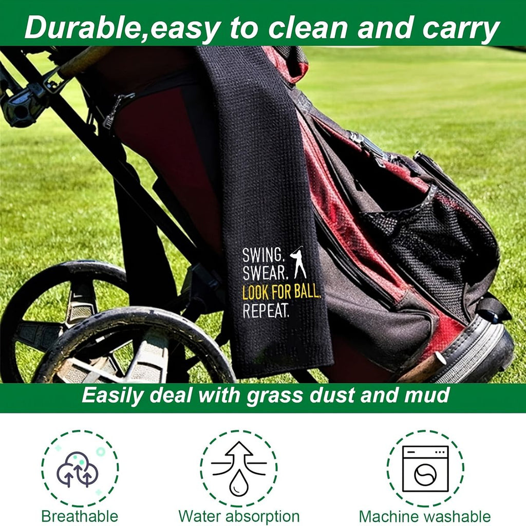 Golf Towel Funny Slogan- Swing,Sware,Look,repeat