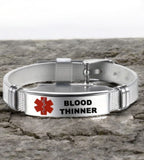 Emergency BLOOD THINNER Alert Bracelet - Red Symbol, Adjustable Fit
