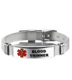 Emergency BLOOD THINNER Alert Bracelet - Red Symbol, Adjustable Fit