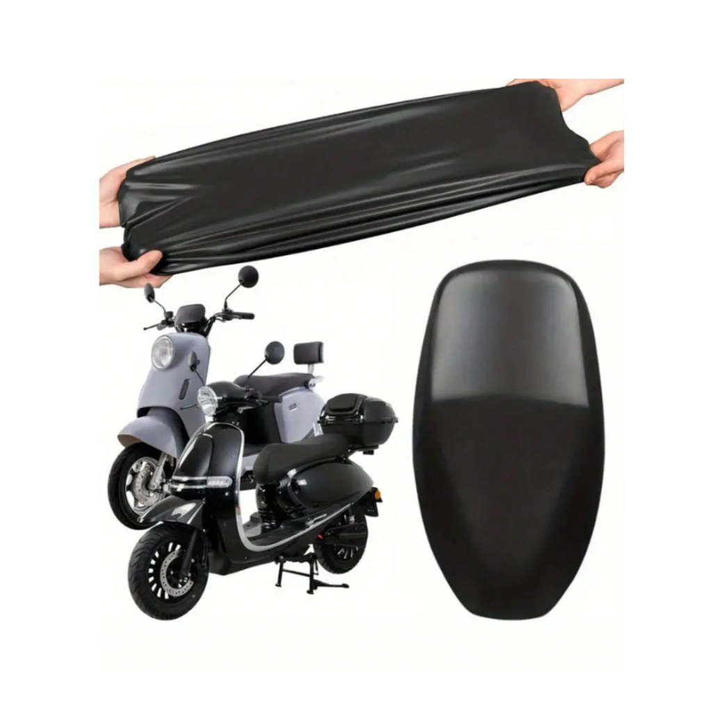 Waterproof Faux Leather Motorcycle Seat Cover - UV Resistant, Black