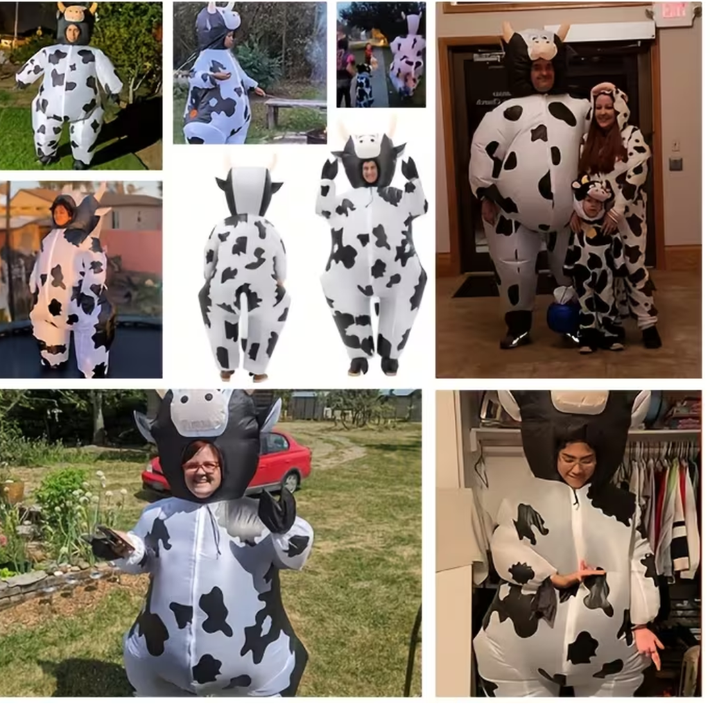 Black & White Adult Inflatable Cow Costume