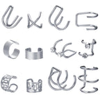 Fashion Clip On Adjustable Wrap Around Cartilage Cuff Earrings Set Of 12 - Gold