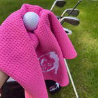 Rose Red "This Person'S Got a Drive" Embroidered Golf Towel