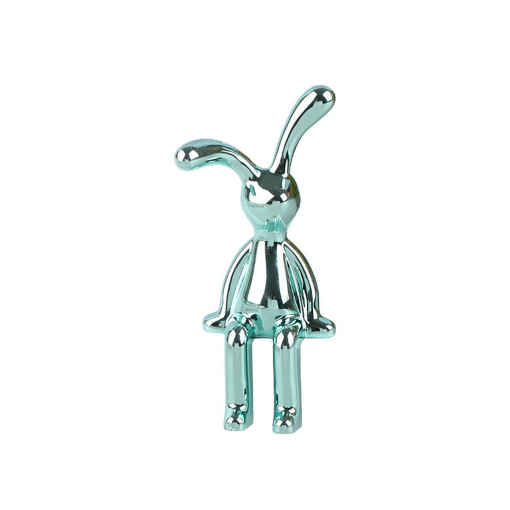 Modern 2-Piece Plastic Rabbit Figurines - Green