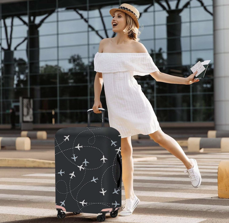 Luggage Elastic Protective Cover Large - Black and Blue