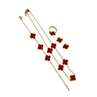 Clover Stainless Steel Gold Plated Set - Red