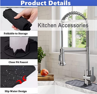 Silicone Kitchen Sink Organizer Tray & Sponge Holder, with Drainage Edge - Black