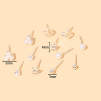 Rhinestone & Faux Pearl Decor Stud Earrings (6 Pairs)