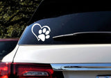 Paw in Heart Decorative Animal Lover Car Vinyl Sticker - white
