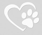 Paw in Heart Decorative Animal Lover Car Vinyl Sticker - white
