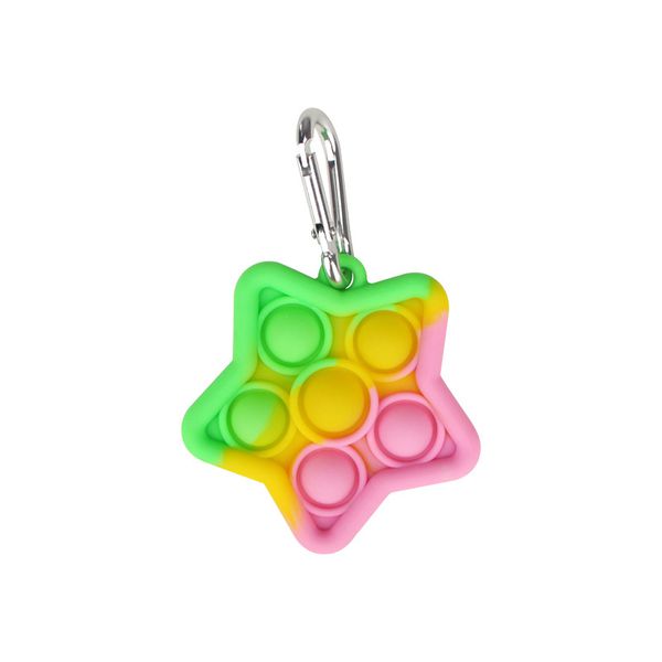 Fidget , Mini Portable Pop It Fidget Bubble Popping Sensory Fidget Star - Rainbow