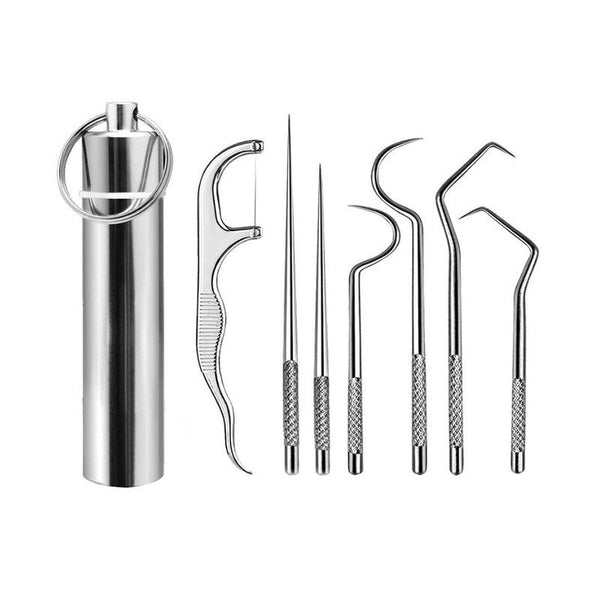 7 Piece Set Portable Stainless Cleaning Kit with Holder