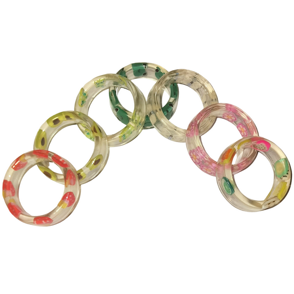 7 Pieces Resin Fruit Rings Set